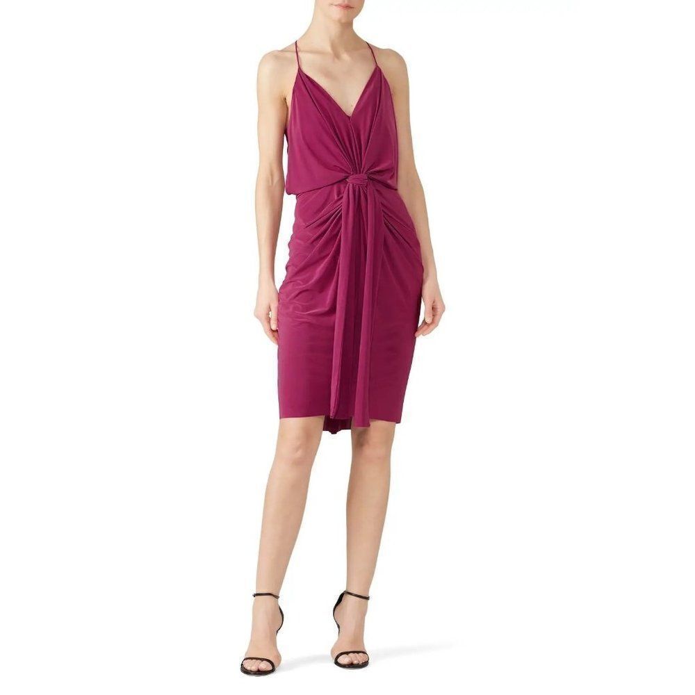 Misa Los Angels Domino Sheath Mini Jersey Dress Sleeveless V-Neck Purple Size L